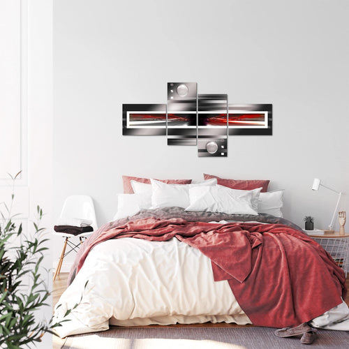 Runa Art Wandbilder Set XXL Abstrakt Wohnzimmer Schlafzimmer Schwarz Weiss Rot 4 Teilig - Made in Germany - 101945a