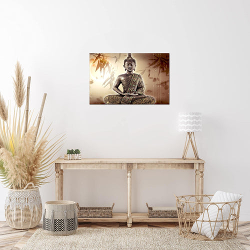Runa Art Bild Buddha Modern Wandbilder Wohnzimmer Schlafzimmer 1 Teilig - Made In Germany - Spa Beige Braun Flur 500315a