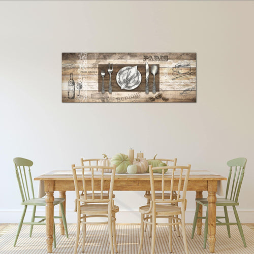 Runa Art Wandbild Küche Abstrakt 1 Teilig 100 x 40 cm Modern Bild auf Vlies Leinwand Kaffee Esszimmer Küchenbilder Beige Braun 038112a