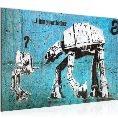 Runa Art Bild I am your Father Modern Wandbilder Loft Wohnzimmer 1 Teilig - Made In Germany - Street Art Graffiti Blau Flur 302015b