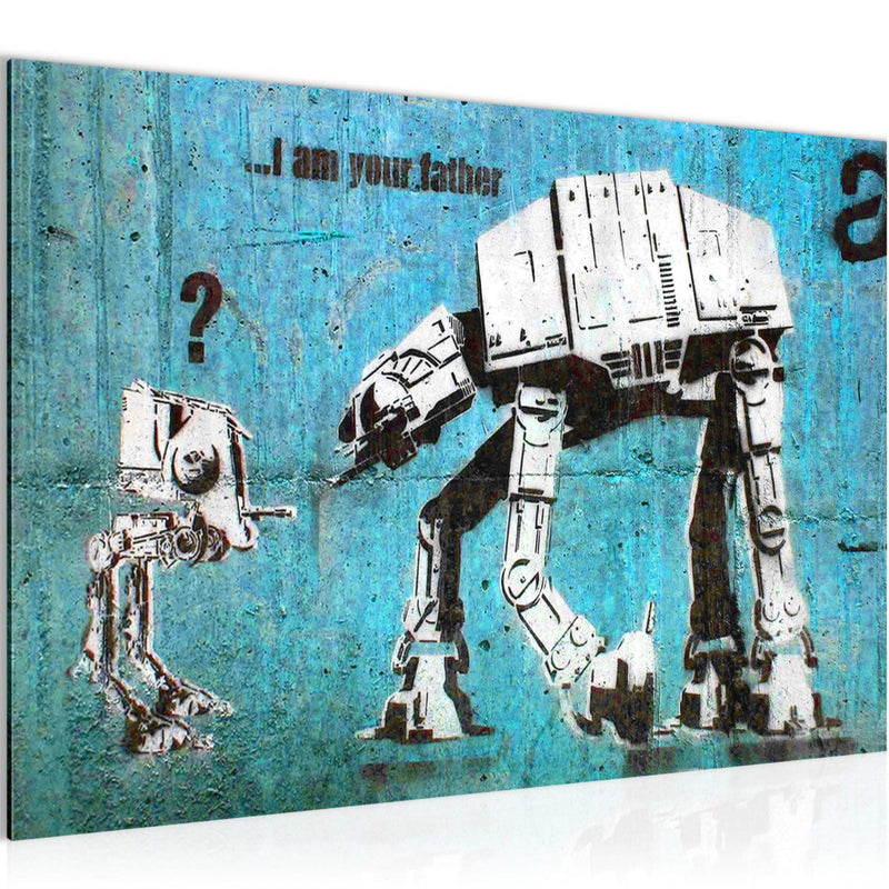 Runa Art Bild I am your Father Modern Wandbilder Loft Wohnzimmer 1 Teilig - Made In Germany - Street Art Graffiti Blau Flur 302015b