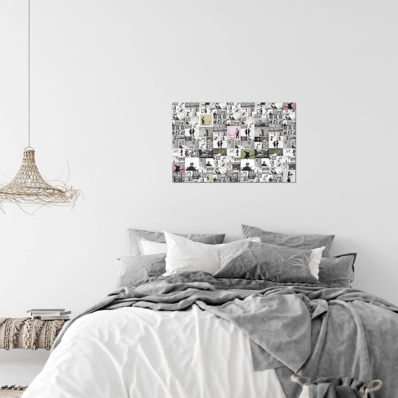 Runa Art Bild Collage Banksy Modern Wandbilder Loft Wohnzimmer 1 Teilig - Made In Germany - Street Art Grau Flur 302715b