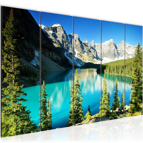 Runa Art Bild Wald See Wandbilder auf Vlies Leinwand 5 Teilig Wanddekoration Wohnzimmer Schlafzimmer 049756a