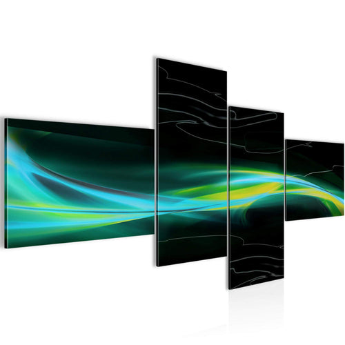Runa Art Wandbilder Set XXL Abstrakt Wohnzimmer Schlafzimmer Schwarz Türkis Grün 4 Teilig - Made in Germany - 103245b