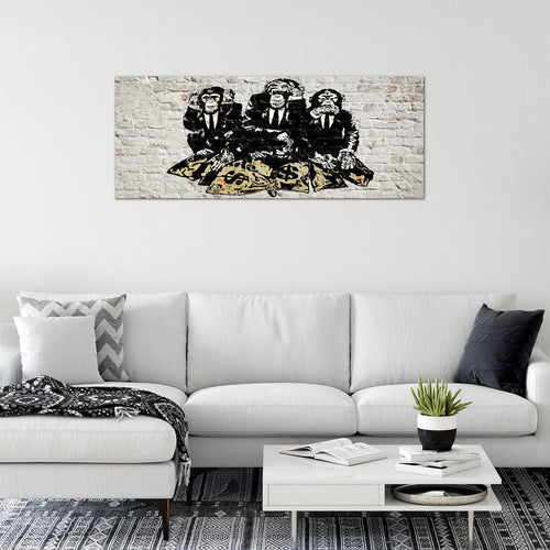 Runa Art Wandbild Street Art Affen 1 Teilig 100 x 40 cm Modern Bild auf Vlies Leinwand Duke of Lancaster UK Loft Wohnzimmer Grau 303412a