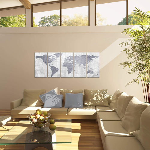 Runa Art Bild Weltkarte Wandbilder auf Vlies Leinwand 5 Teilig Wanddekoration Wohnzimmer Schlafzimmer Büro 104356c