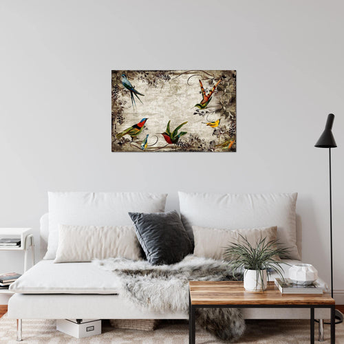Runa Art Bild Vintage Vogel Modern Wandbilder Wohnzimmer Schlafzimmer 1 Teilig - Made In Germany - Abstrakt Beige Braun Flur 108615a