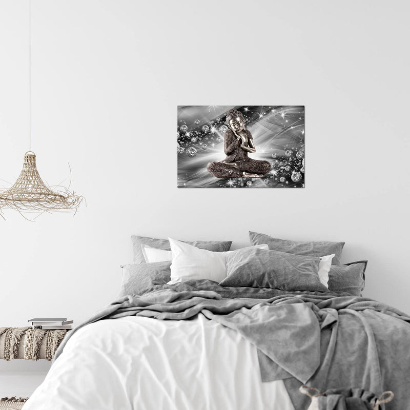 Runa Art Bild Buddha Feng Shui Modern Wandbilder Wohnzimmer Schlafzimmer 1 Teilig - Made In Germany - Zen Schwarz Weiss Flur 505415c