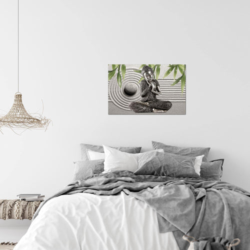 Runa Art Bild Buddha Feng Shui Modern Wandbilder Wohnzimmer Schlafzimmer 1 Teilig - Made In Germany - Relax Grau Grün Flur 505515c