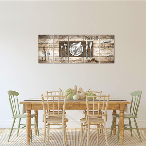 Runa Art Bild Küche Abstrakt Wandbilder auf Vlies Leinwand 5 Teilig Wanddekoration Esszimmer Küchenbilder 038156a