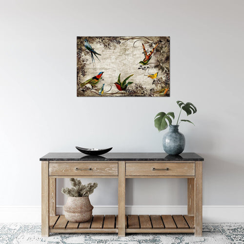 Runa Art Bild Vintage Vogel Modern Wandbilder Wohnzimmer Schlafzimmer 1 Teilig - Made In Germany - Abstrakt Beige Braun Flur 108615a