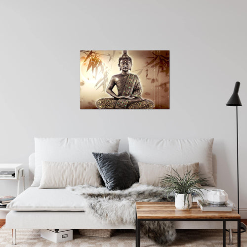Runa Art Bild Buddha Modern Wandbilder Wohnzimmer Schlafzimmer 1 Teilig - Made In Germany - Spa Beige Braun Flur 500315a