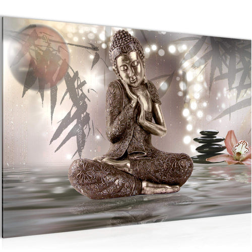 Runa Art Bild Buddha Feng Shui Modern Wandbilder Wohnzimmer Schlafzimmer 1 Teilig - Made In Germany - Spa Zen Beige Flur 503415a