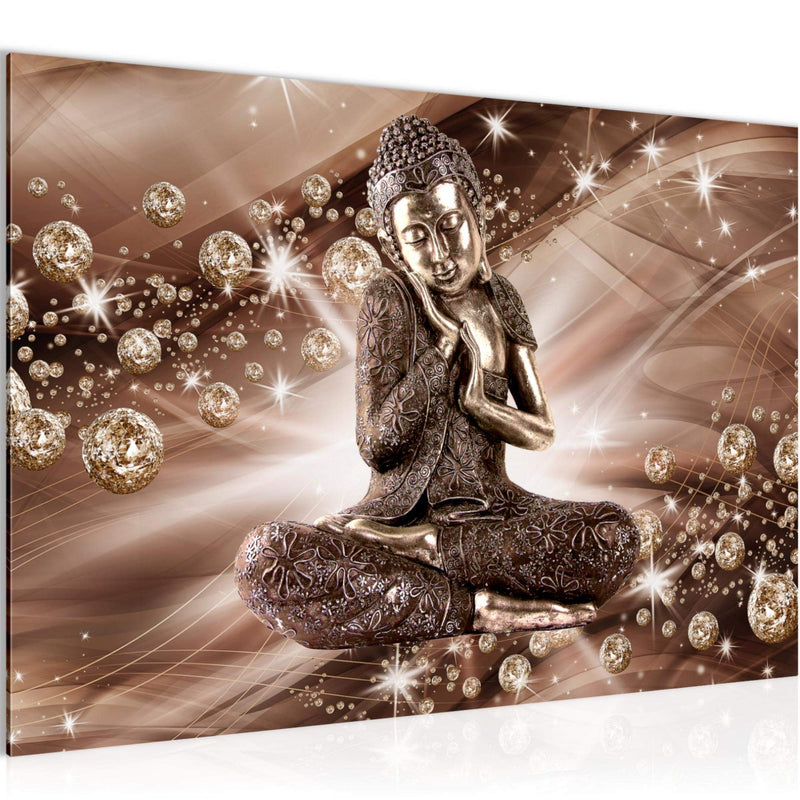 Runa Art Bild Buddha Feng Shui Modern Wandbilder Wohnzimmer Schlafzimmer 1 Teilig - Made In Germany - Diamant Beige Braun Flur 505415a