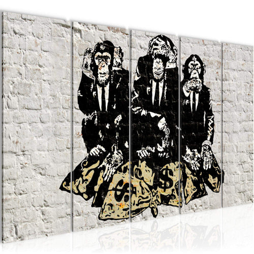 Runa Art Bild Street Art Affen Wandbilder auf Vlies Leinwand 5 Teilig Wanddekoration Loft Wohnzimmer 303456a