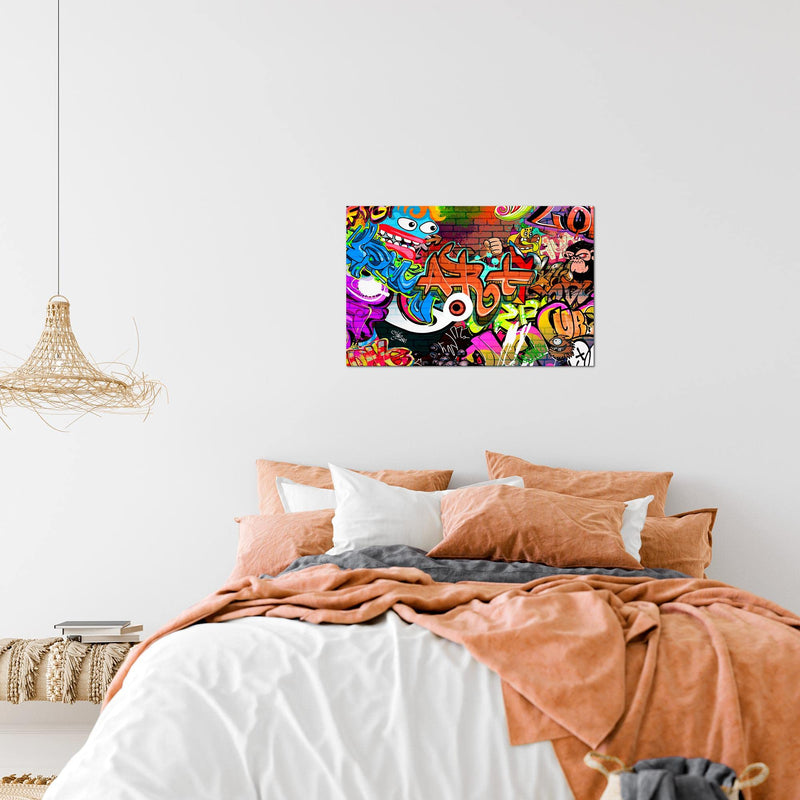 Runa Art Bild Graffiti Modern Wandbilder Loft Wohnzimmer 1 Teilig - Made In Germany - Street Art Bunt Flur 402115a