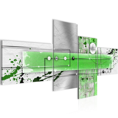 Runa Art Wandbilder Set XXL Abstrakt Wohnzimmer Grau Grün Weiss 4 Teilig - Made in Germany - 107845c