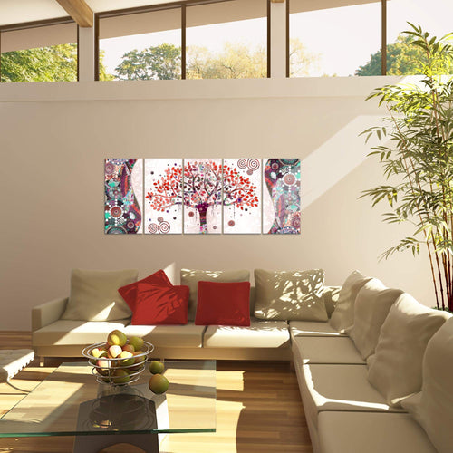 Runa Art Wandbild XXL Gustav Klimt - Baum des Lebens Wohnzimmer 200 x 80 cm Grün 5 Teilig - Made in Germany - 004655b