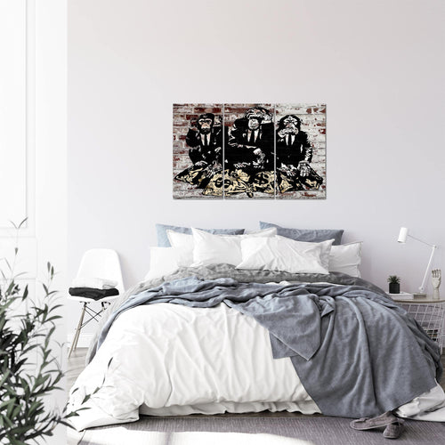 Runa Art Wandbilder Street Art Affen Bild XXL Loft Wohnzimmer Braun Duke of Lancaster UK 120 x 80 cm 3 Teilig 303431c