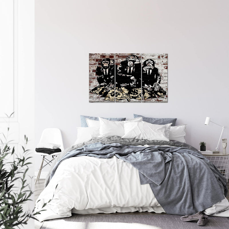 Runa Art Wandbilder Street Art Affen Bild XXL Loft Wohnzimmer Braun Duke of Lancaster UK 120 x 80 cm 3 Teilig 303431c