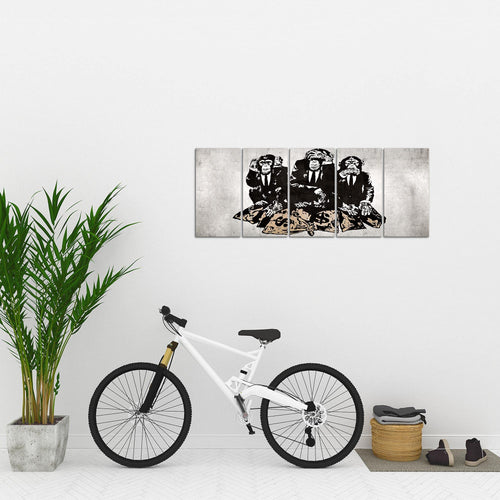 Runa Art Bild Street Art Affen Wandbilder auf Vlies Leinwand 5 Teilig Wanddekoration Loft Wohnzimmer 303456b