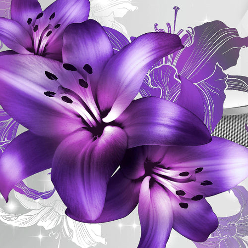 Runa Art Wandbilder Set XXL Blumen LilienWohnzimmer Schlafzimmer Rot 4 Teilig - Made in Germany - 017345b