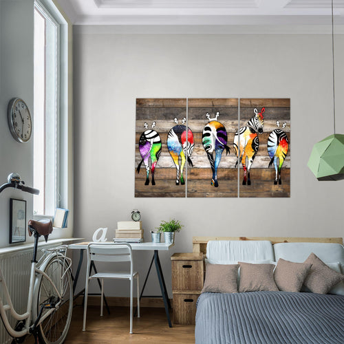 Runa Art Bild Zebra Modern Wandbilder Wohnzimmer Schlafzimmer 1 Teilig - Made In Germany - Abstrakt Grau Bunt Flur 034015c