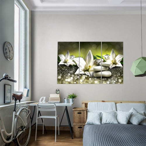 Runa Art Bild Blumen Lilien Modern Wandbilder Wohnzimmer 1 Teilig - Made In Germany - Abstrakt Beige Braun Flur 035815a
