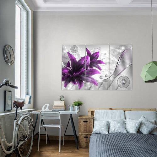 Runa Art Bild Blumen Lilien Modern Wandbilder Wohnzimmer 1 Teilig - Made In Germany - Abstrakt Grau Rot Flur 036815a