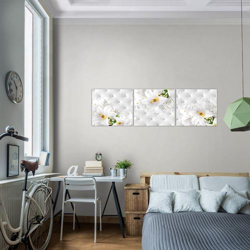 Runa Art - Bilder Blumen Abstrakt 120 x 40 cm 3 Teilig Wandbild auf Vlies Leinwand Rosa Lila Mehrteilig Modern 030333b