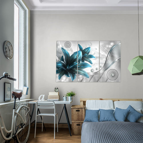 Runa Art Bild Blumen Lilien Modern Wandbilder Wohnzimmer 1 Teilig - Made In Germany - Abstrakt Grau Rot Flur 036815a
