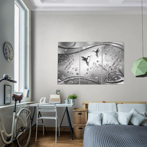 Runa Art Wandbilder Vintage Vogel Bild XXL Wohnzimmer Schlafzimmer Biege Braun Abstrakt 120 x 80 cm 3 Teilig 038331a