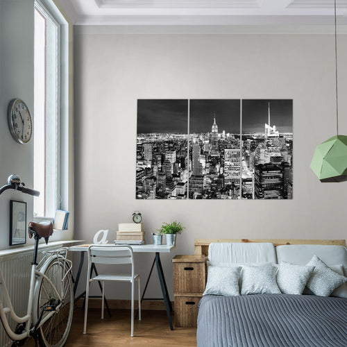 Runa Art Bild New York Skyline Modern Wandbilder Wohnzimmer Büro 1 Teilig - Made In Germany - USA Türkis Blau Flur 036215b