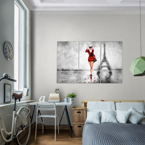 Runa Art Wandbilder Paris Eifelturm Bild XXL Wohnzimmer Schlafzimmer Türkis Grau Abstrakt 120 x 80 cm 3 Teilig 035631b