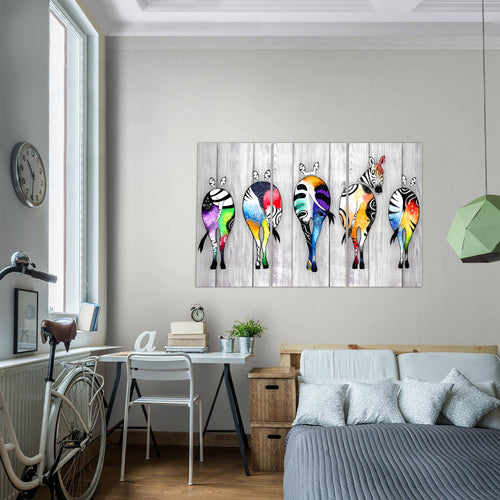 Runa Art Bild Zebra Modern Wandbilder Wohnzimmer Schlafzimmer 1 Teilig - Made In Germany - Abstrakt Grau Bunt Flur 034015c