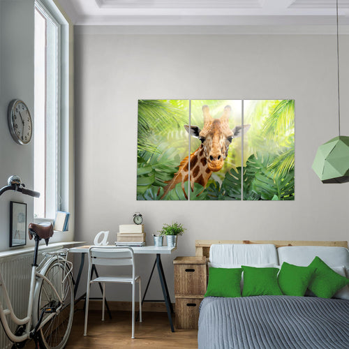 Runa Art Wandbilder Tieger Abstrakt Bild XXL Wohnzimmer Schlafzimmer Grün Orange Tiere 120 x 80 cm 3 Teilig 037531a