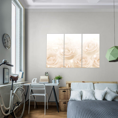 Runa Art Bild Blumen Rosen Modern Wandbilder Wohnzimmer 1 Teilig - Made In Germany - Vintage Beige Flur 017215b