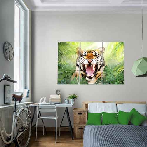 Runa Art Wandbilder Elefant Abstrakt Bild XXL Wohnzimmer Schlafzimmer Grün Natur 120 x 80 cm 3 Teilig 037531b