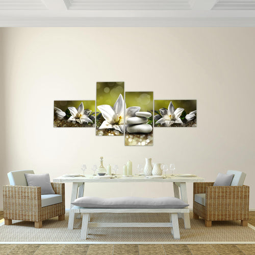 Runa Art Bild Modern Blumen Lilien - Made in Germany - Wandbilder Abstrakt Beige Braun 4 Teilig 035842a