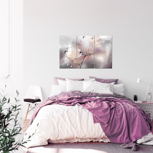 Runa Art Wandbilder Blumen Pusteblumen Bild XXL Wohnzimmer Schlafzimmer Braun Morgentau 120 x 80 cm 3 Teilig 043131a