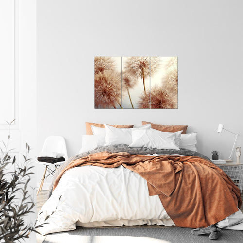Runa Art Wandbilder Blumen Pusteblumen Bild XXL Wohnzimmer Schlafzimmer Schwarz Weiss Natur 120 x 80 cm 3 Teilig 042031c
