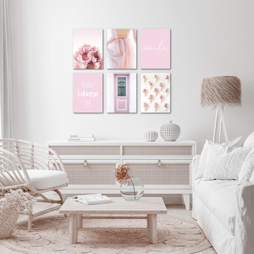 Novart Wandbilder Set Fashion - KOMPLETT AUFHÄNGFERTIG - Made in Germany - Moderne Bilder  Wohnzimmer Mädchen Teenager - N008464a