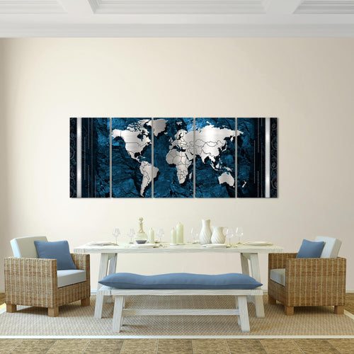 Runa Art Bild Weltkarte Wandbilder auf Vlies Leinwand 5 Teilig Wanddekoration Büro Wohnzimmer 107356c