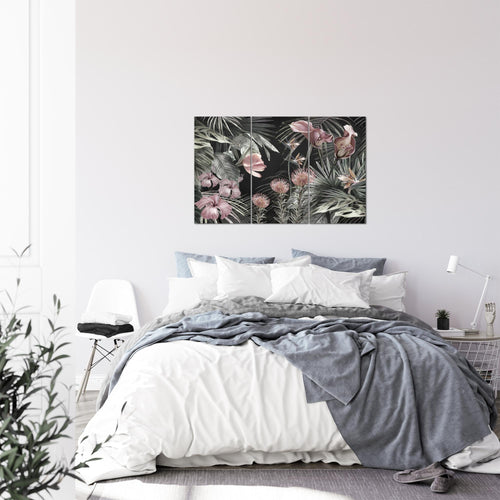 Runa Art Wandbilder Blumen Bild XXL Wohnzimmer Schlafzimmer Grau Vintage Natur 120 x 80 cm 3 Teilig 043331c