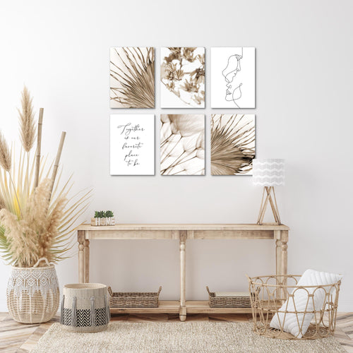 Novart Wandbilder - KEIN EXTRA RAHMEN BENÖTIGT - Wohnzimmer Schlafzimmer - Bilder Modern Boho Natur - Line Art - N026965a