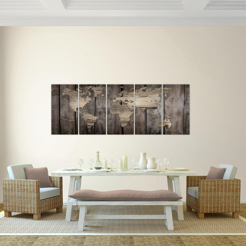 Runa Art Bild Weltkarte Wandbilder auf Vlies Leinwand 5 Teilig Wanddekoration Büro Wohnzimmer 035056a