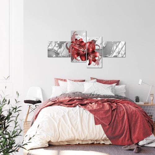 Runa Art Bild XXL 4 Teilig Blumen Lilien 200 x 100 cm Kunstdruck auf Vlies Leinwand Wanddeko Wohnzimmer Schlafzimmer 016541a
