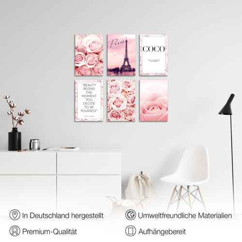 Novart Wandbilder Set Coco - KOMPLETT AUFHÄNGFERTIG - Made in Germany - Moderne Bilder  Wohnzimmer Mädchen Teenager - N016164a