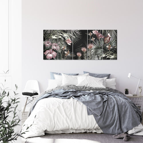 Runa Art Wandbild XXL Blumen Wohnzimmer Schlafzimmer 200 x 80 cm Grün Bunt 5 Teilig - Made in Germany - 043355a