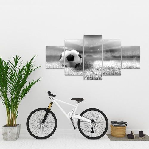 Runa Art Bild Wohnzimmer Schlafzimmer Fussball 5 Teilig Sport Grau Wandbilder auf Vlies Leinwand 402453a